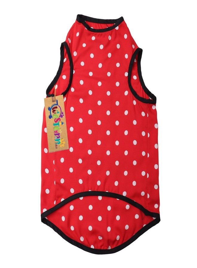 Western Era Funky Soft Cotton Dog T-Shirt, Comfortable Dog Clothing, Sleeveless Vest Puppy Outfit, Apparel (Polka Red) (Medium - 18inches) - Image 4
